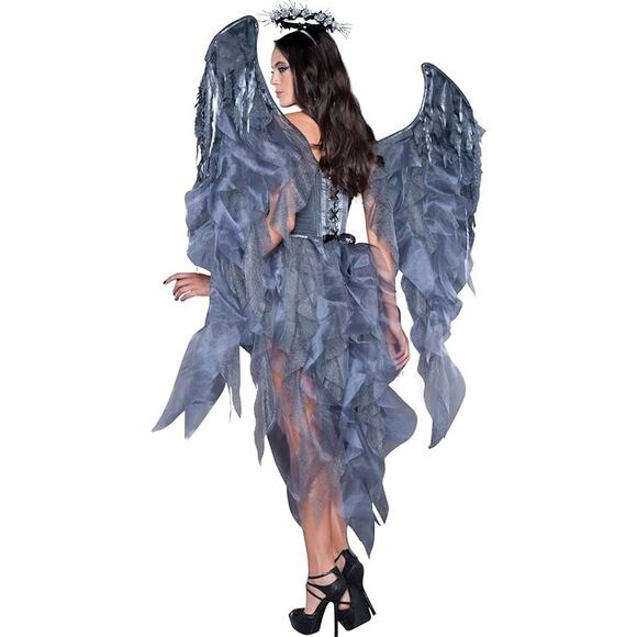 InCharacter Gray Dark Angels Desire Costumes Womens Medium Tattered Wings Corset - Picture 1 of 6